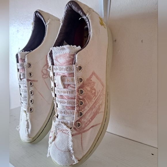 L.A.M.B GWEN STEFANI SNEAKER ROYAL ELASTICS WHITE CANVAS SLIP ON PINK SHOES 9 - Picture 2 of 7